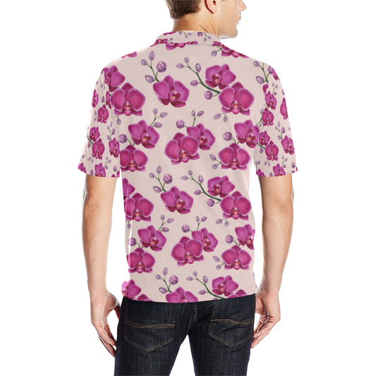 Orchid Purple Pattern Print Design OR04 Men Polo Shirt