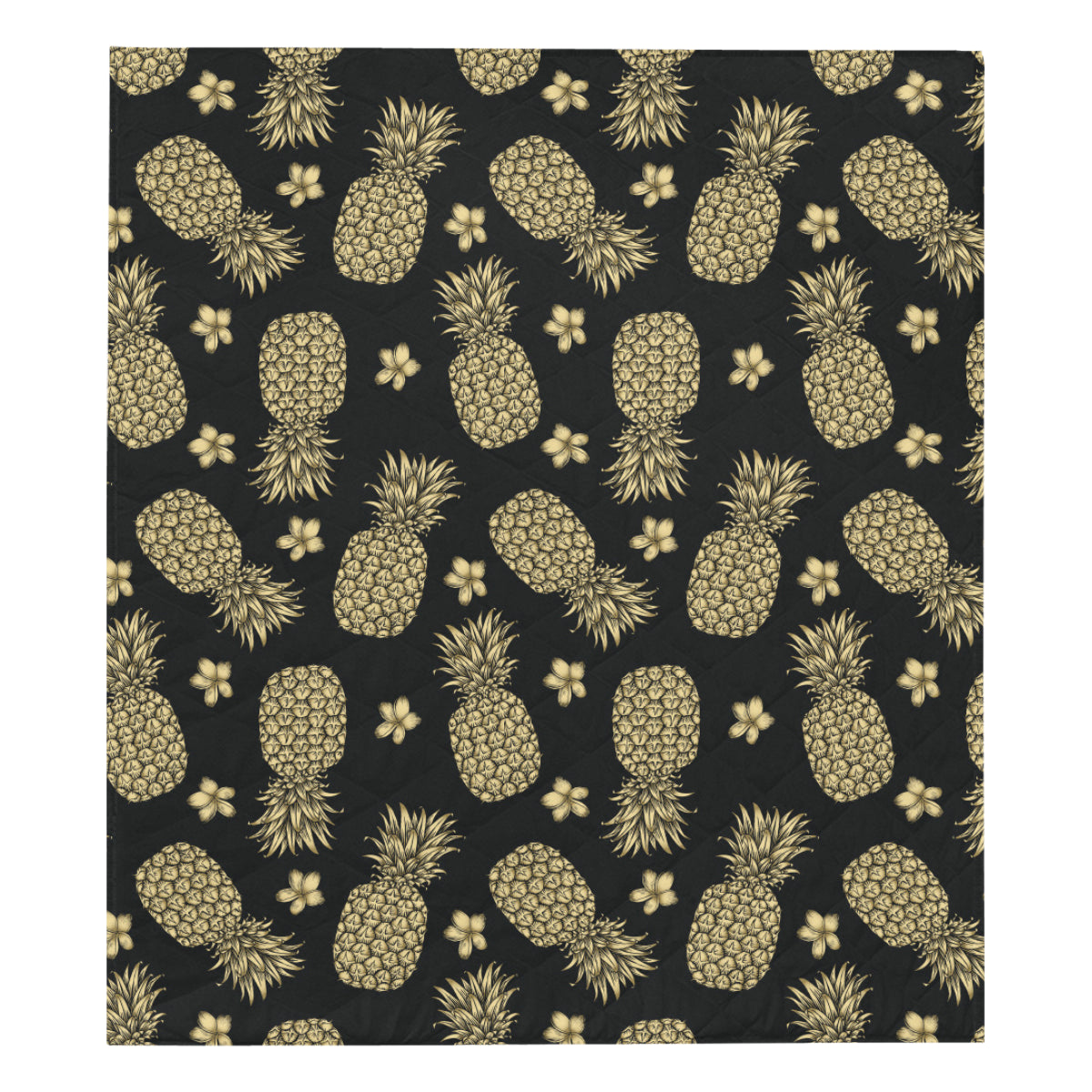 Gold Pineapple Hibiscus Premium Quilt