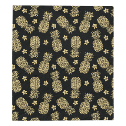 Gold Pineapple Hibiscus Premium Quilt