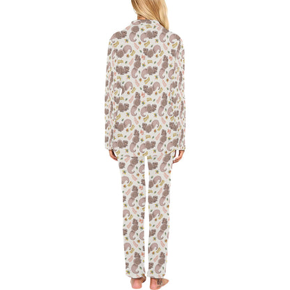 Squirrel Print Design LKS307 Women's Long Pajama Set