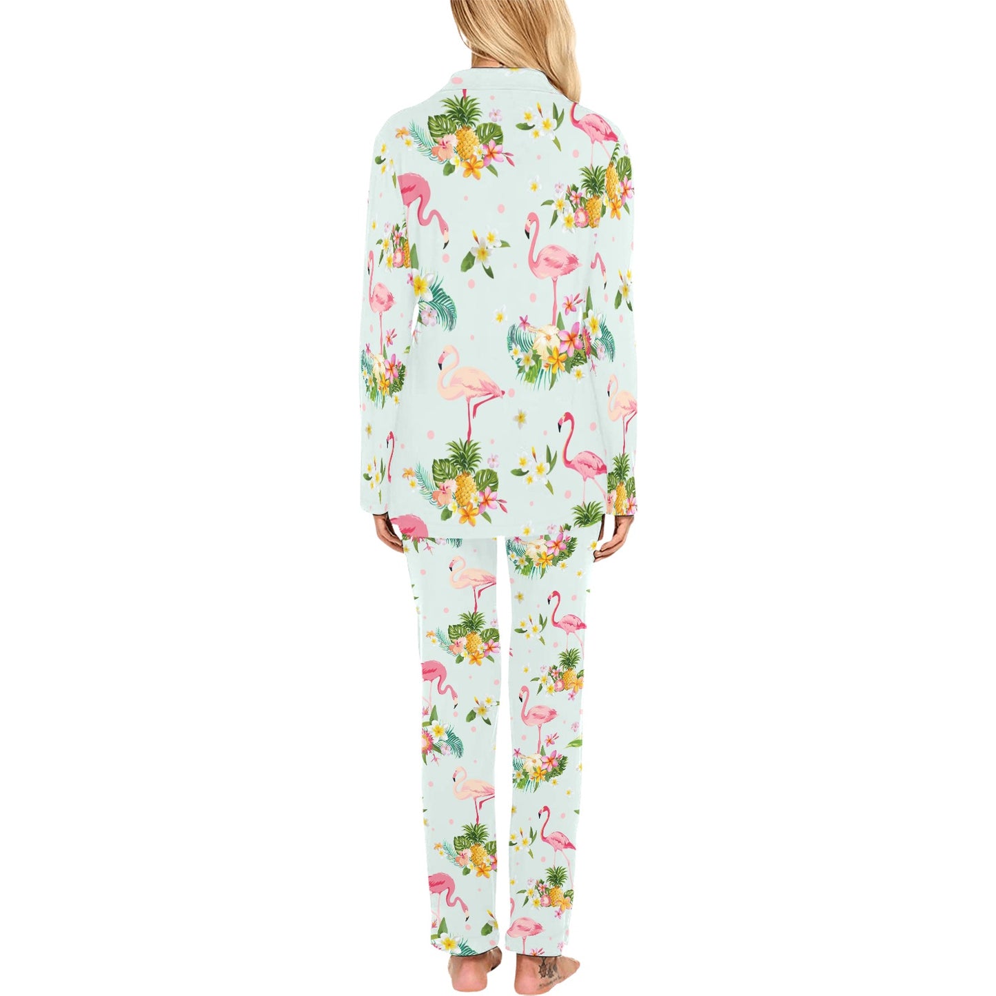 Flamingo Sweet Pattern Women's Long Pajama Set