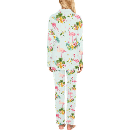 Flamingo Sweet Pattern Women's Long Pajama Set