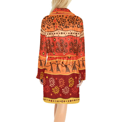 African Pattern Print Design 04 Women's Fleece Robe