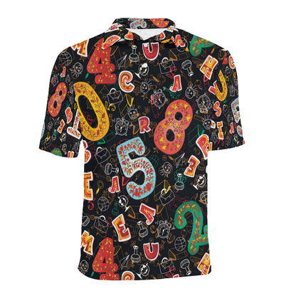 Number Pattern Print Design A03 Men Polo Shirt