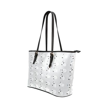Bull Terrier hand draw Print Pattern Leather Tote Bag