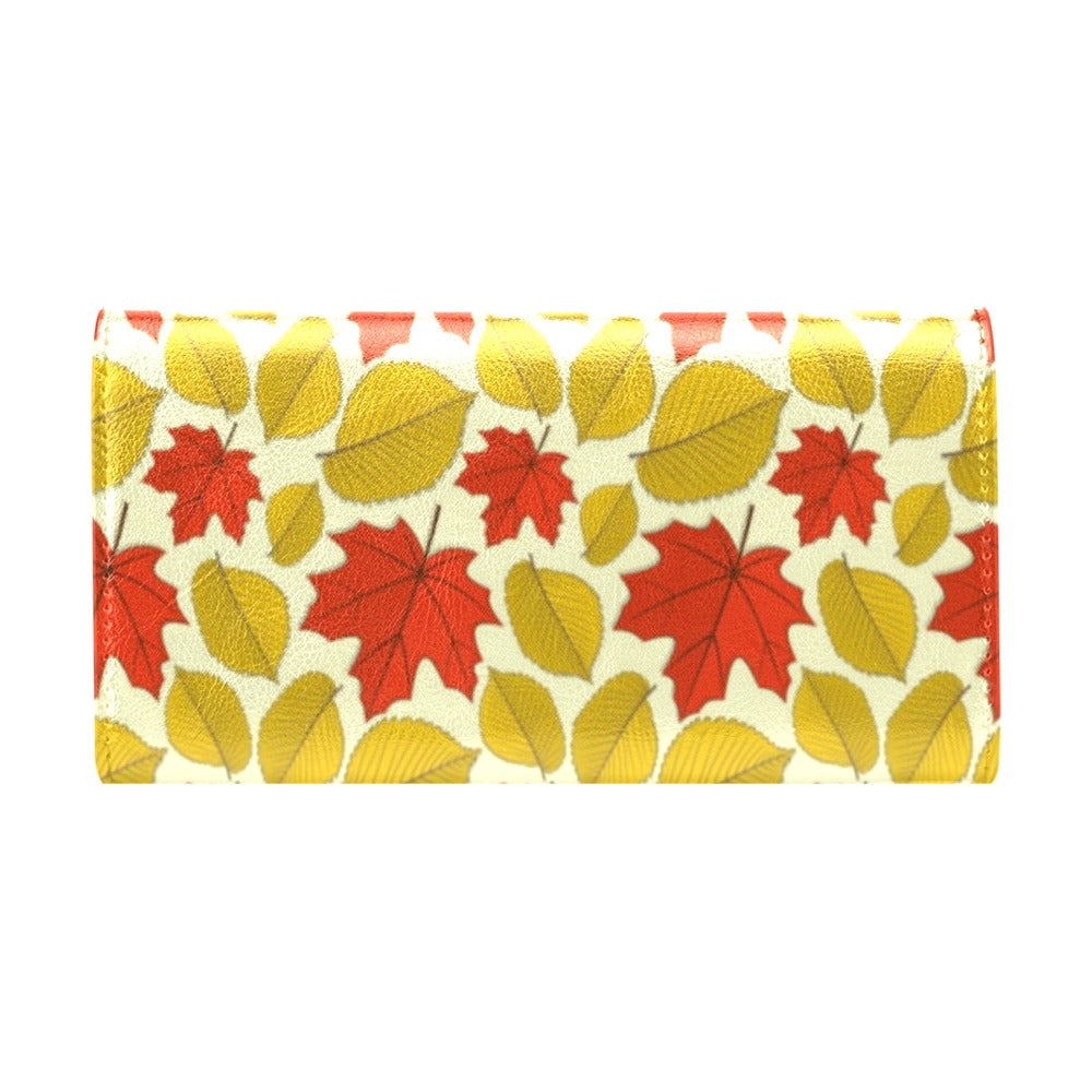 Elm Maple Leave Print Pattern Women's Trifold Wallet