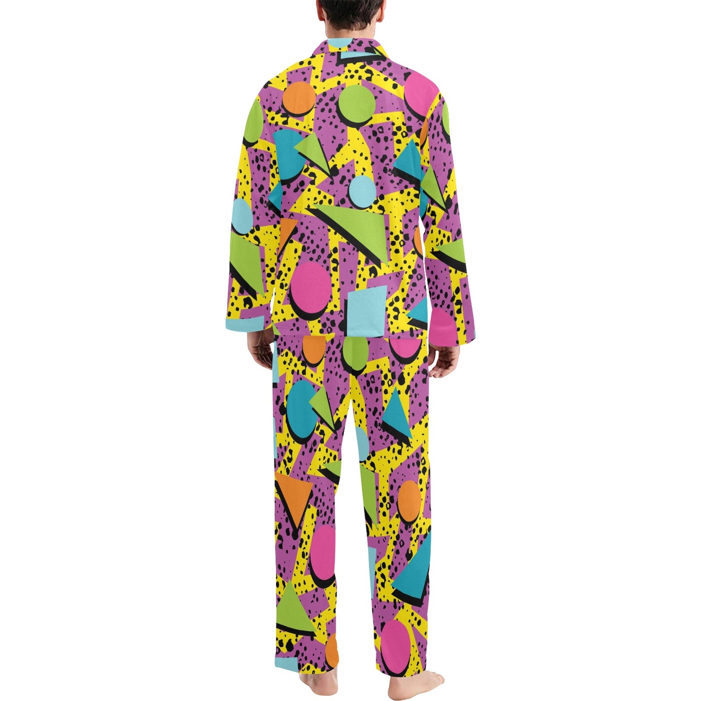 80s Pattern Print Design 1 Men's Long Pajama Set