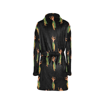 Hula Dancers Girl Pattern Print Design 01 Women's Fleece Robe