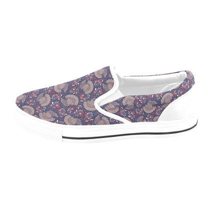 Turkey Print Design LKS401 White Slip Ons Canvas Women's Shoes