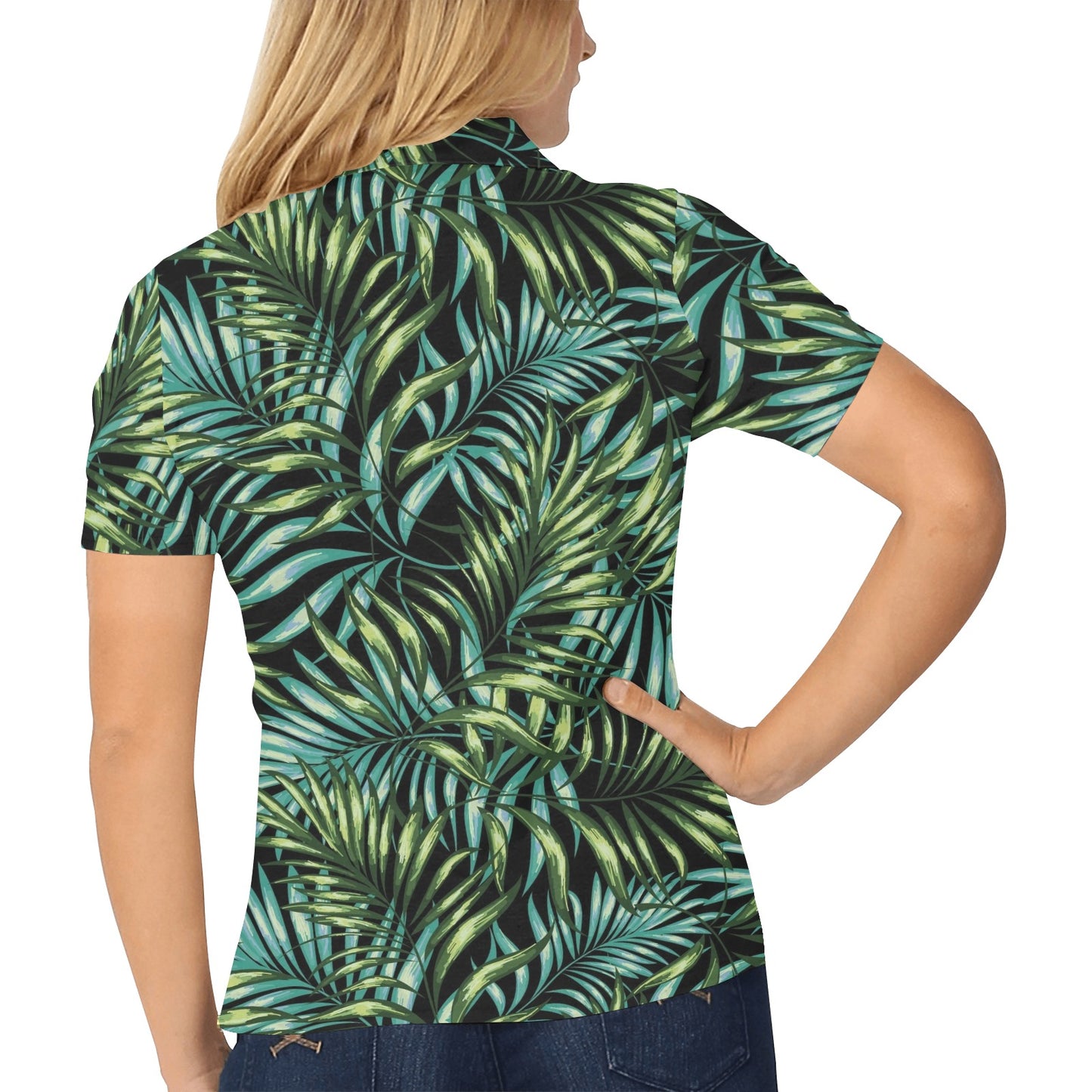 Tropical Flower Pattern Print Design TF08 Women's Polo Shirt