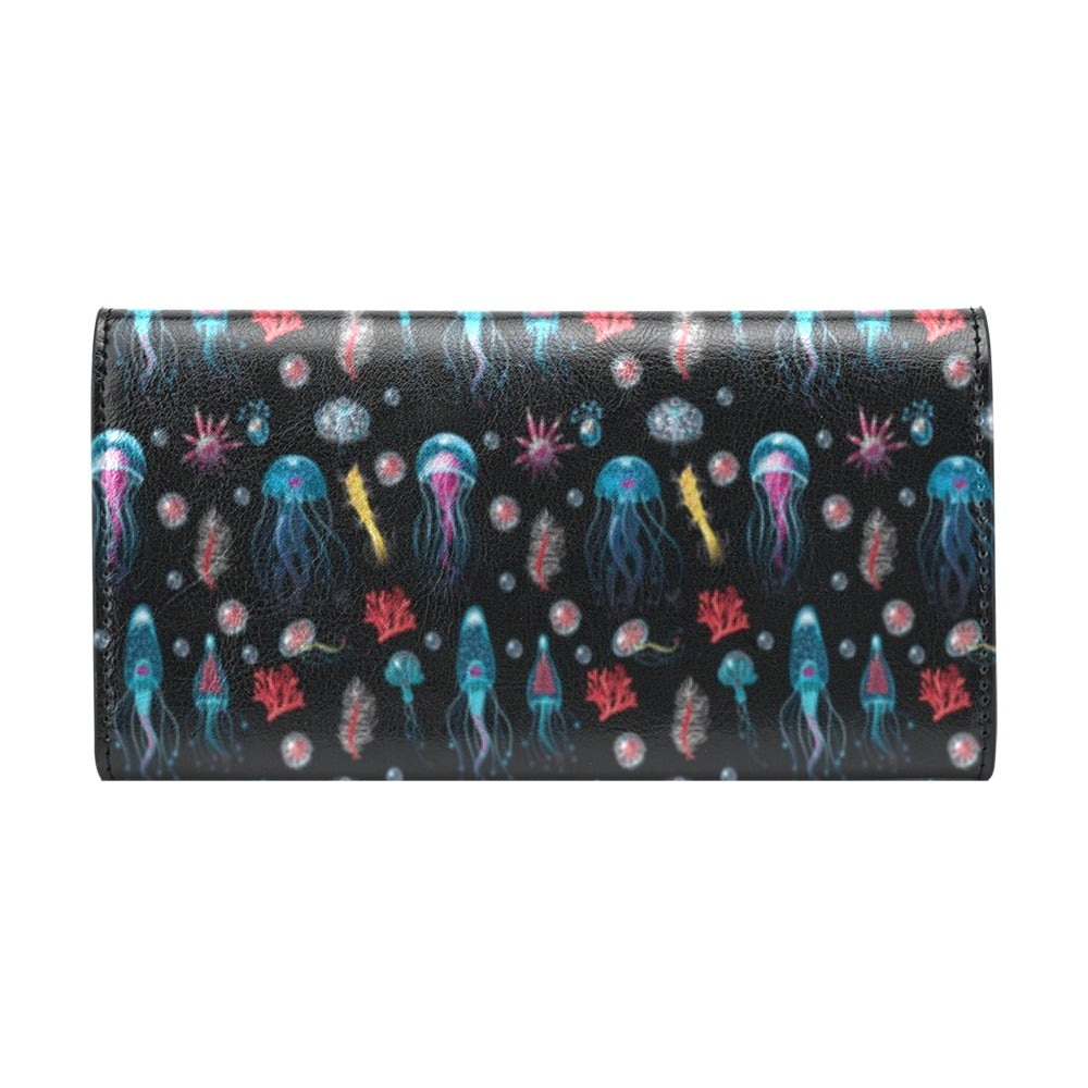 Jellyfish Underwater Print Women's Trifold Wallet