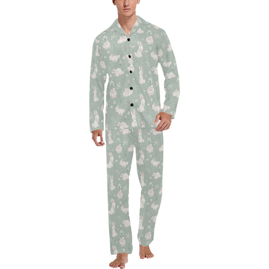 Bunny Pattern Print Design 03 Men's Long Pajama Set
