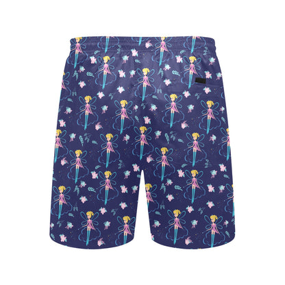 Fairy Cartoon Style Print Pattern Men's Swim Trunks Beach Shorts