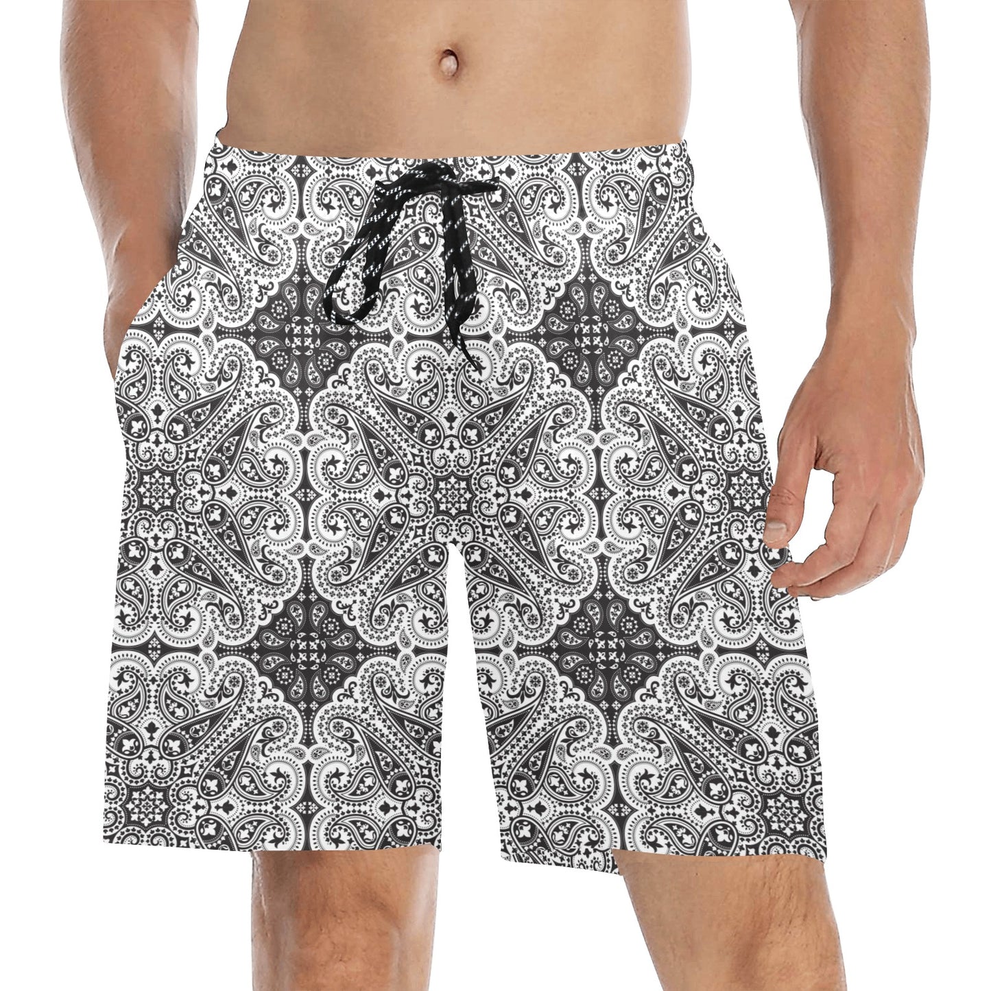 Bandana Print Design LKS309 Men's Swim Trunks Beach Shorts