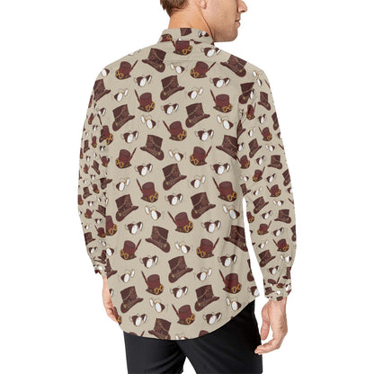 Steampunk Hat Print Design LKS301 Men's Long Sleeve Dress Shirt
