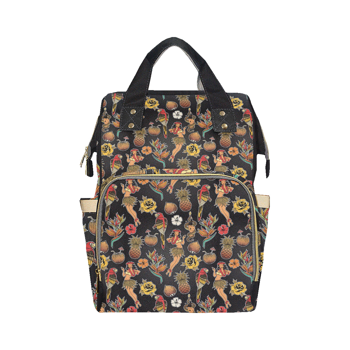 Hula Dancers Hawaiian Style Pattern Print Design 0 Diaper Bag Backpack