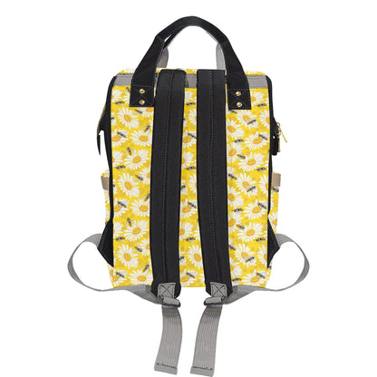 Bee Daisy Pattern Print Design 06 Diaper Bag Backpack