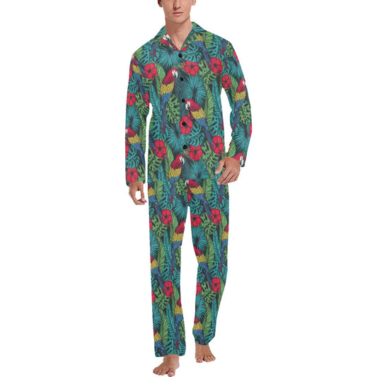 Parrot Pattern Print Design A05 Men's Long Pajama Set