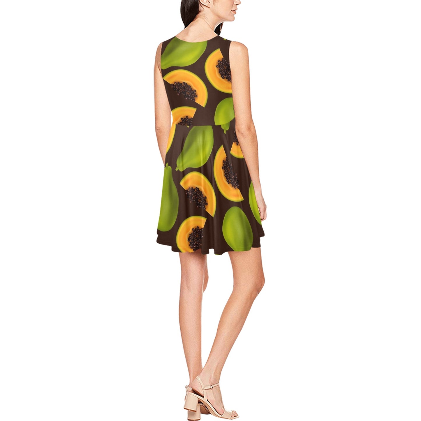 Papaya Pattern Print Design PP04 Sleeveless Dress