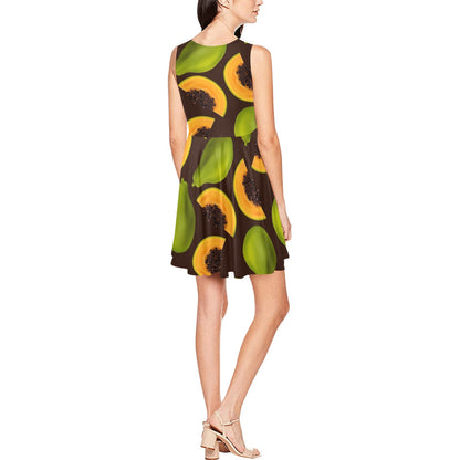 Papaya Pattern Print Design PP04 Sleeveless Dress