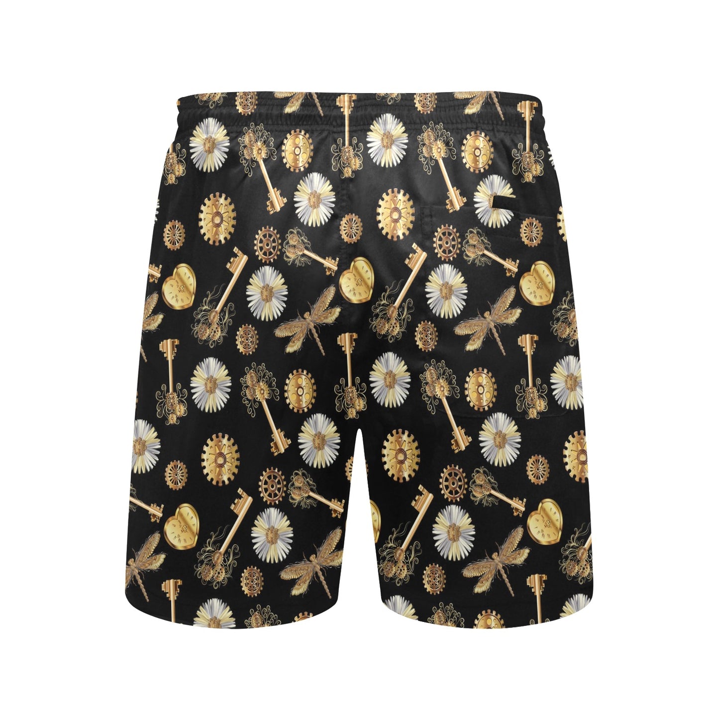 Steampunk Dragonfly Design Themed Print Men's Swim Trunks Beach Shorts