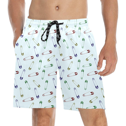 Safety Pin Print Design LKS303 Men's Swim Trunks Beach Shorts