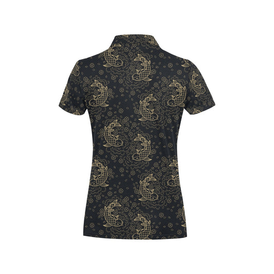 KOI Fish Pattern Print Design 02 Women's Polo Shirt