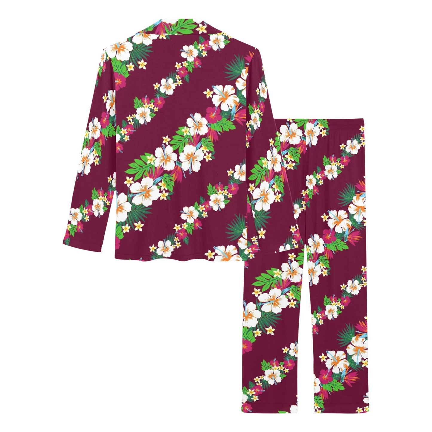 Hawaiian Themed Pattern Print Design H06 Women's Long Pajama Set