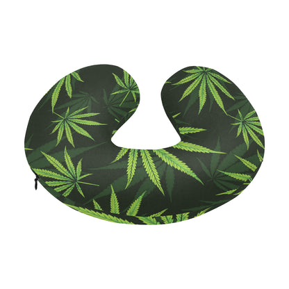 Pot Leaf Pattern Print Design A03 U-Shaped Travel Neck Pillow