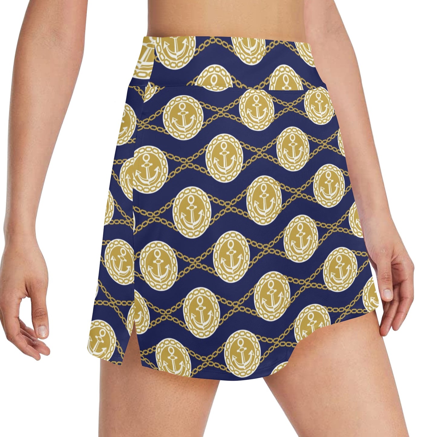 Anchor Luxury Pattern 17" Golf & Pickleball Skort with Pockets