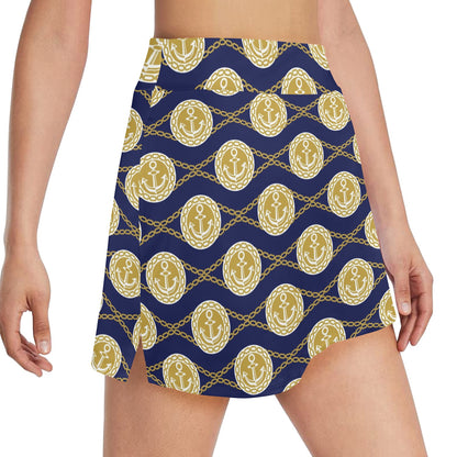 Anchor Luxury Pattern 17" Golf & Pickleball Skort with Pockets