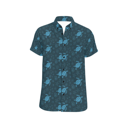 Sea Turtle Print Design LKS308 Men Short Sleeve Button Up Shirt