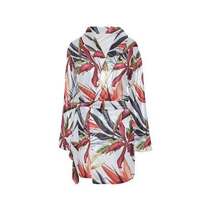Tropical Flower Pattern Print Design TF021 Women's Fleece Robe