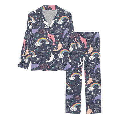 Narwhal Pattern Print Design 01 Women's Long Pajama Set