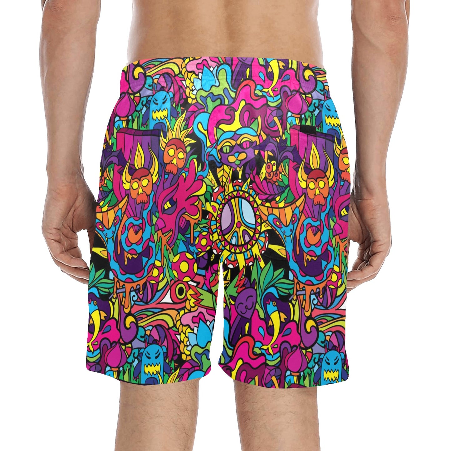 Trippy Print Design LKS304 Men's Swim Trunks Beach Shorts