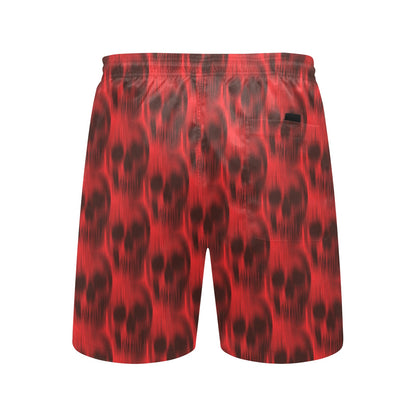 Skull Red Print Design LKS306 Men's Swim Trunks Beach Shorts