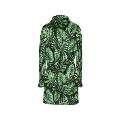 Palm Leaves Pattern Print Design PL013 Women's Fleece Robe