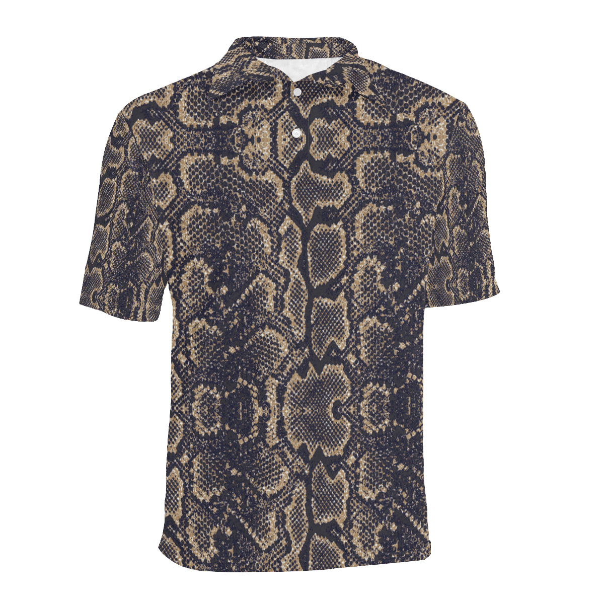 Snake Skin Pattern Print Men Polo Shirt