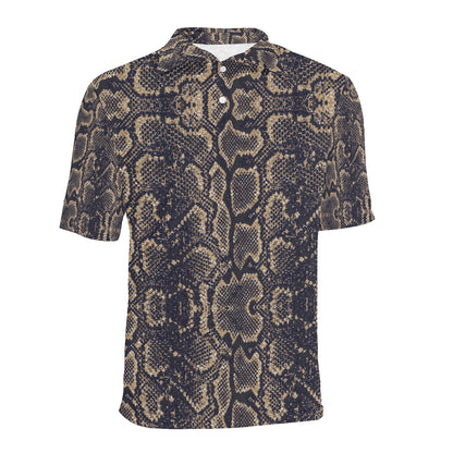 Snake Skin Pattern Print Men Polo Shirt