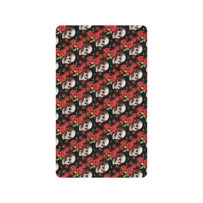 Red Rose Skull Design Print Rubber Doormat