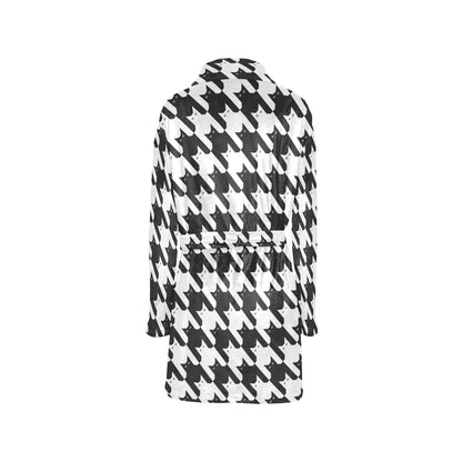 Cat HoundstoothPattern Print Design 01 Women's Fleece Robe