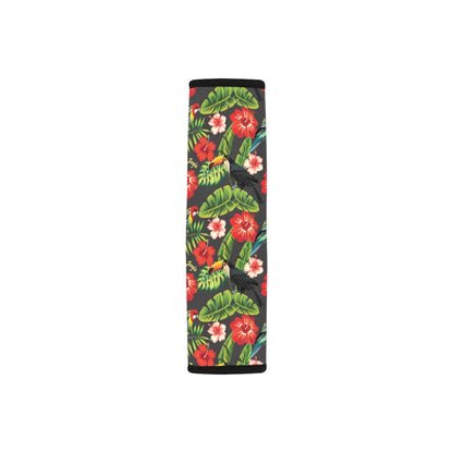 Hibiscus Red With Parrotprint Design LKS303 Car Seat Belt Cover