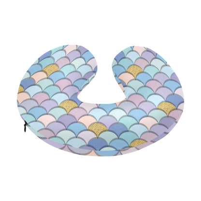 Mermaid Scales Pattern Print Design 05 U-Shaped Travel Neck Pillow