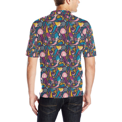 Mermaid Pattern Print Design 08 Men Polo Shirt