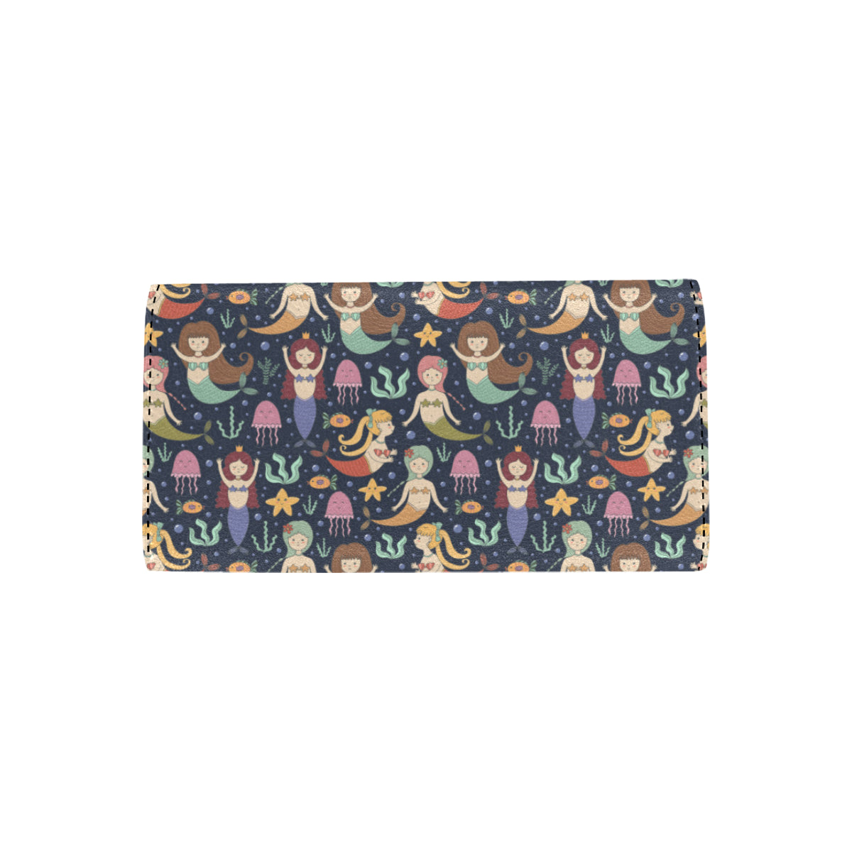 Mermaid Cartoon Pattern Print Design 03 Women's Trifold Wallet
