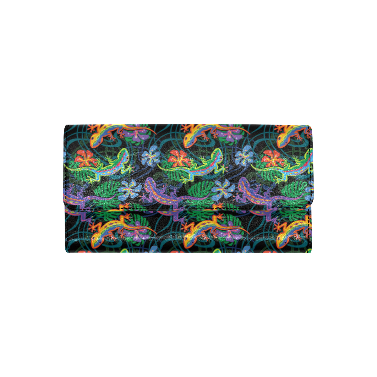 Gecko Colorful Pattern Print Design 01 Women's Trifold Wallet