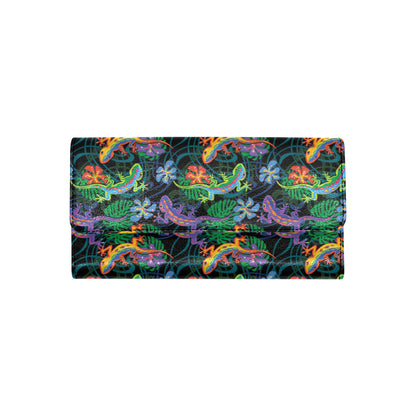 Gecko Colorful Pattern Print Design 01 Women's Trifold Wallet