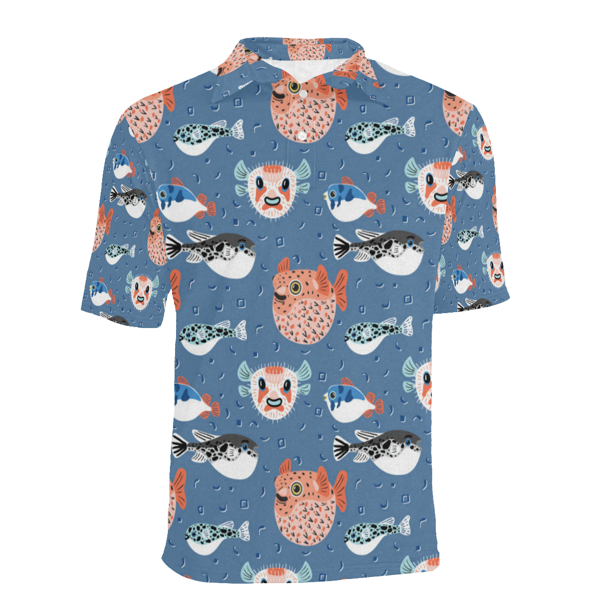 Fugu Pattern Print Design 02 Men Polo Shirt