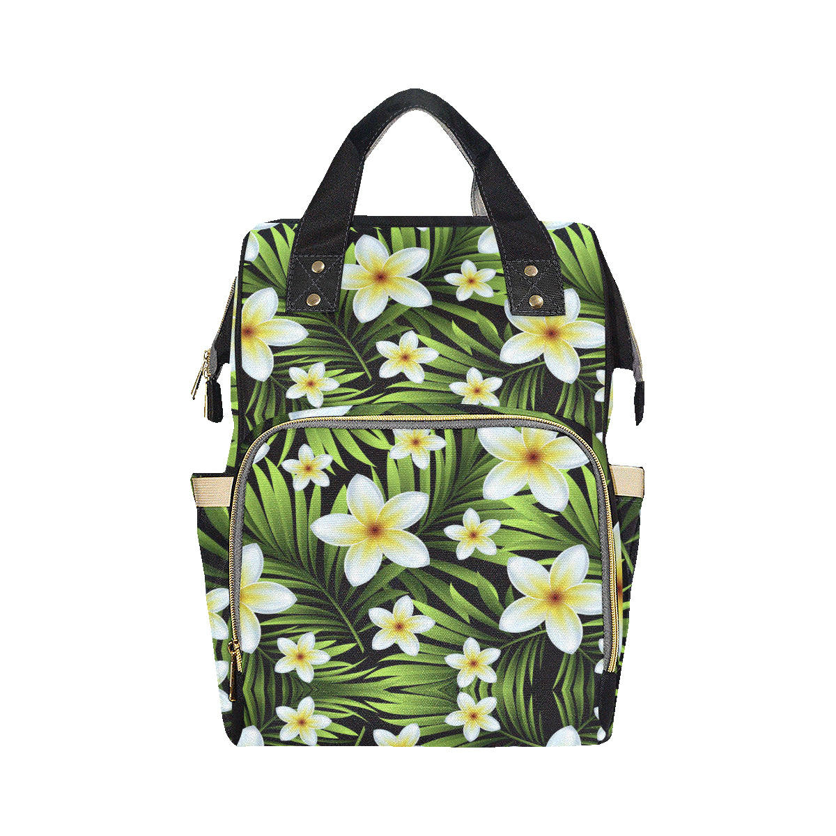 White Plumeria Pattern Print Design PM06 Diaper Bag Backpack