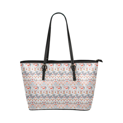 Swedish Nordic Design Print Leather Tote Bag